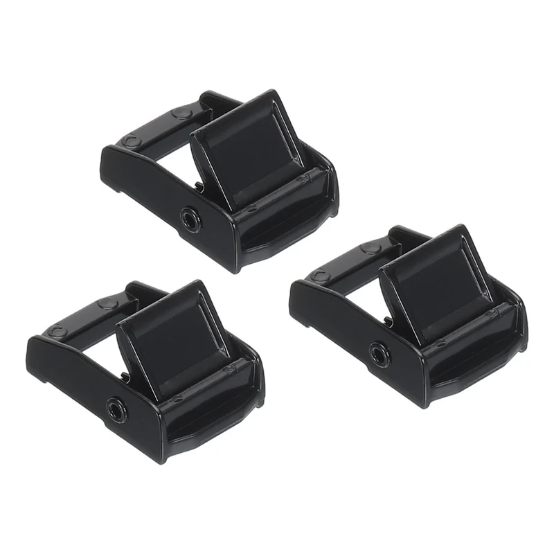 Cam Buckle, 3 Pack Metal Press Lock Fasteners 1.34" for 3/4" 19mm Tie Down Webbing Strap, Black