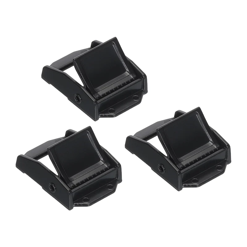 Cam Buckle, 3 Pack Metal Press Lock Fasteners 1.77" for 1" 25mm Tie Down Webbing Strap, Black