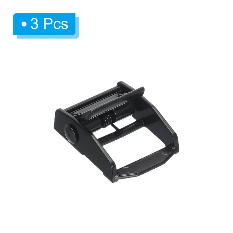 Cam Buckle, 3 Pack Metal Press Lock Fasteners 1.77" for 1" 25mm Tie Down Webbing Strap, Black