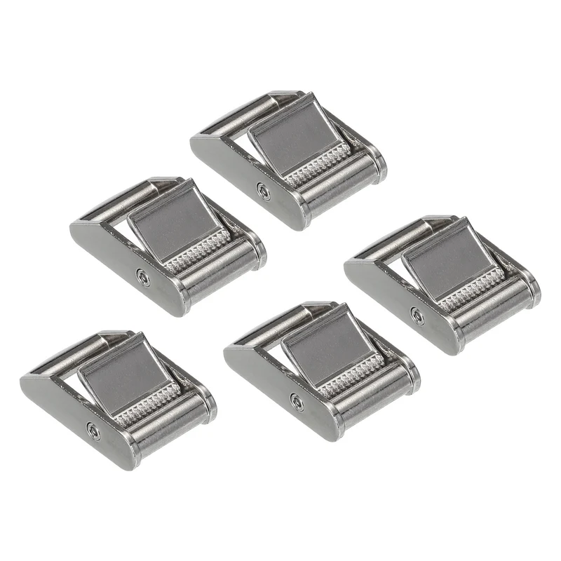 Cam Buckle, 5 Pack Metal Press Lock Fasteners 2.07" for 1" 25mm Tie Down Webbing Strap, Silver