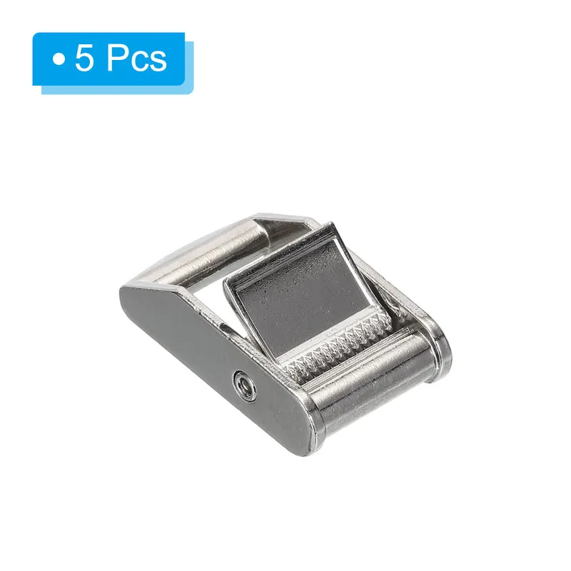 Cam Buckle, 5 Pack Metal Press Lock Fasteners 2.07" for 1" 25mm Tie Down Webbing Strap, Silver