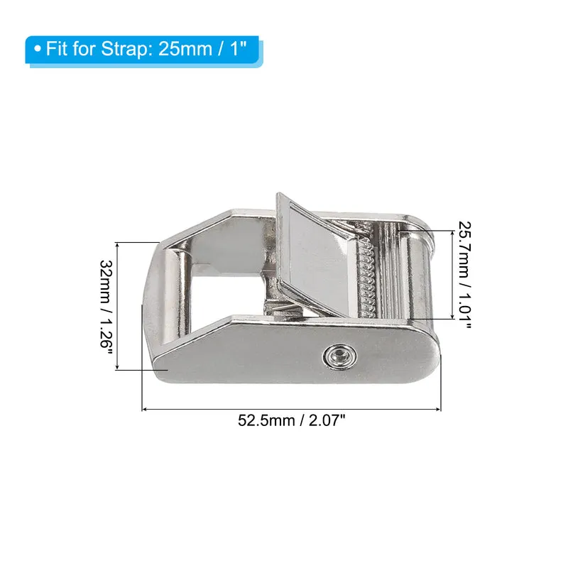 Cam Buckle Metal Press Lock Fastener 2.07" for 1" 25mm Tie Down Strap White 3pcs