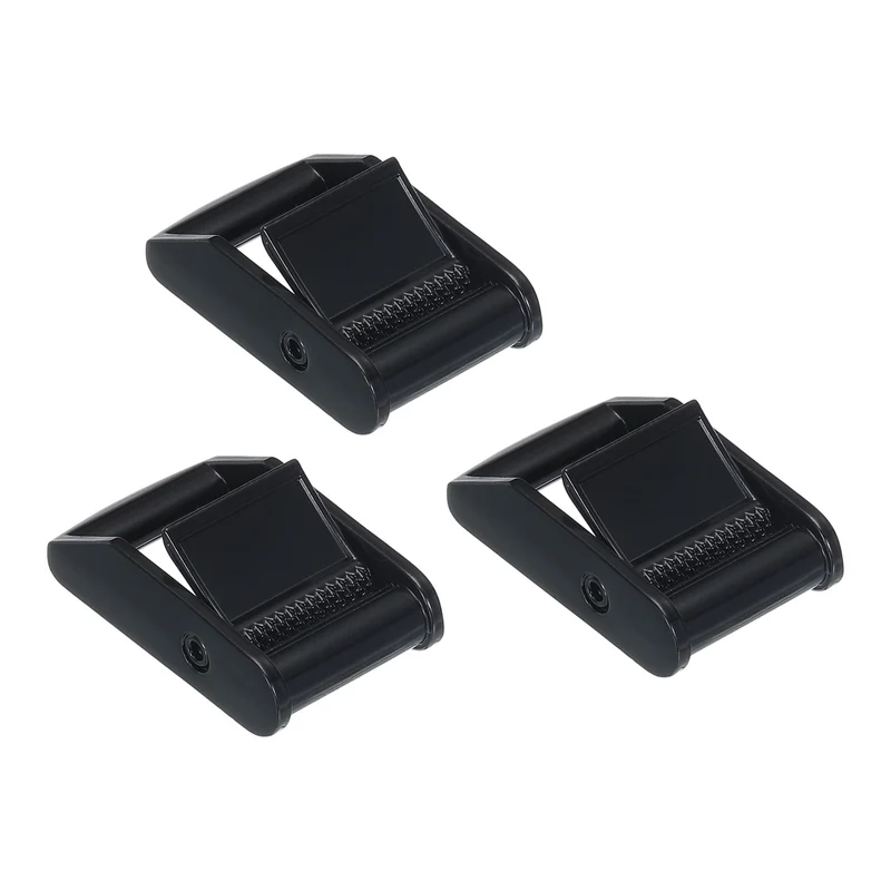 Cam Buckle, 3 Pack Metal Press Lock Fasteners 2.07" for 1" 25mm Tie Down Webbing Strap, Black