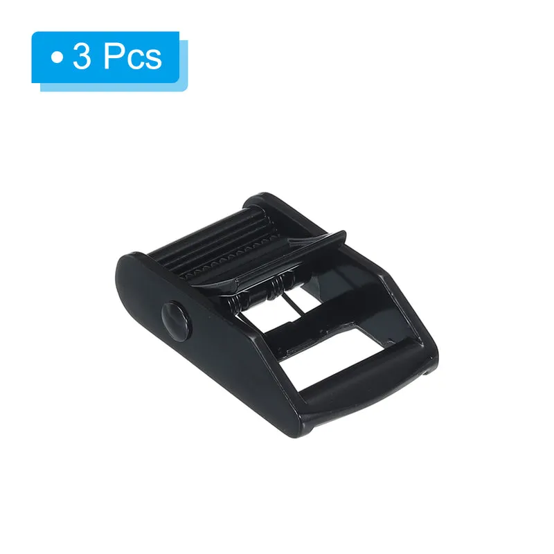 Cam Buckle, 3 Pack Metal Press Lock Fasteners 2.07" for 1" 25mm Tie Down Webbing Strap, Black