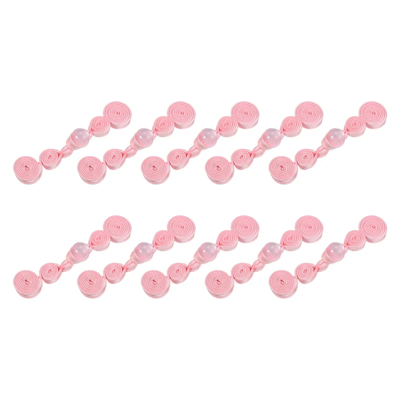 10 Pairs Faux Pearl Chinese Closure Buttons (Korean Pink)