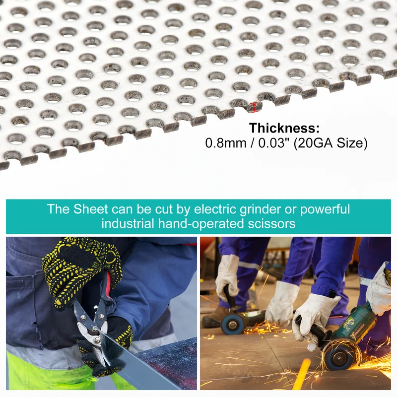 20GA 7.9" x 3.9" Round Hole 304 Stainless Steel Perforated Sheet