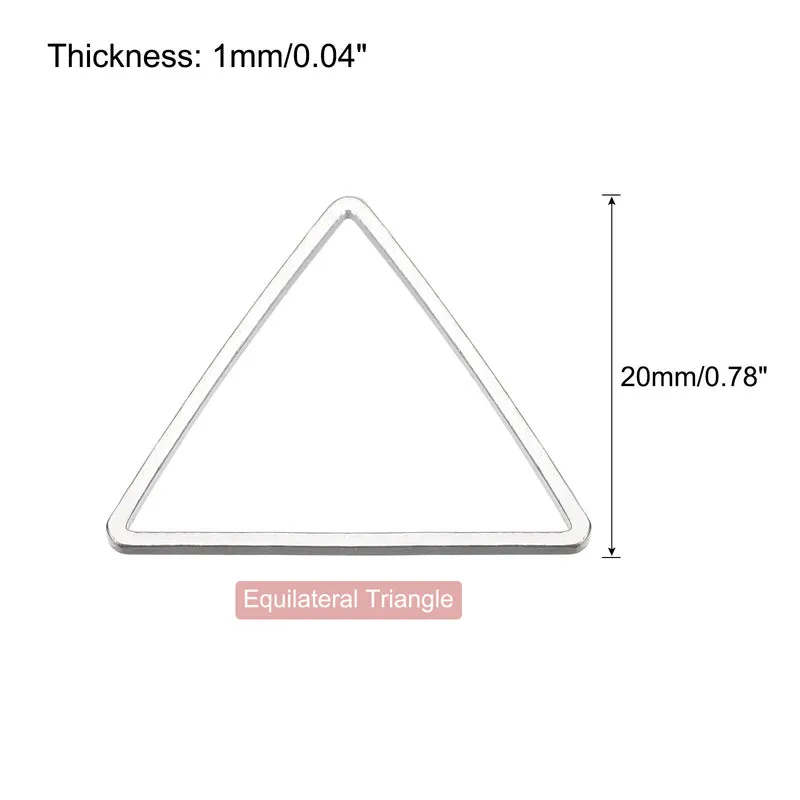 Triangle Earring Beading Hoop Hollow Frame Charm 20mm/ 0.78" Silver Tone, 50pcs