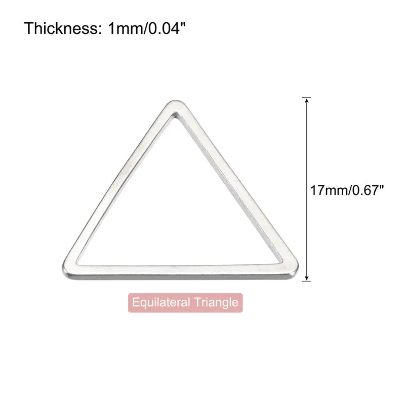 Triangle Earring Beading Hoop Hollow Frame Charm 17mm/ 0.67" Silver Tone, 50pcs