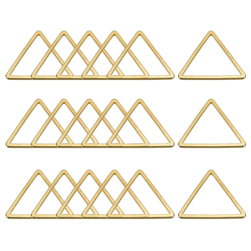 Triangle Earring Beading Hoop Hollow Frame Charm 15mm/ 0.6" Brass Tone, 20pcs
