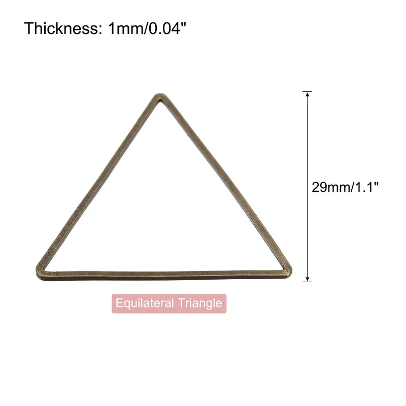 Triangle Earring Beading Hoop Hollow Frame Charm 29mm/ 1.1" Bronze, 20pcs