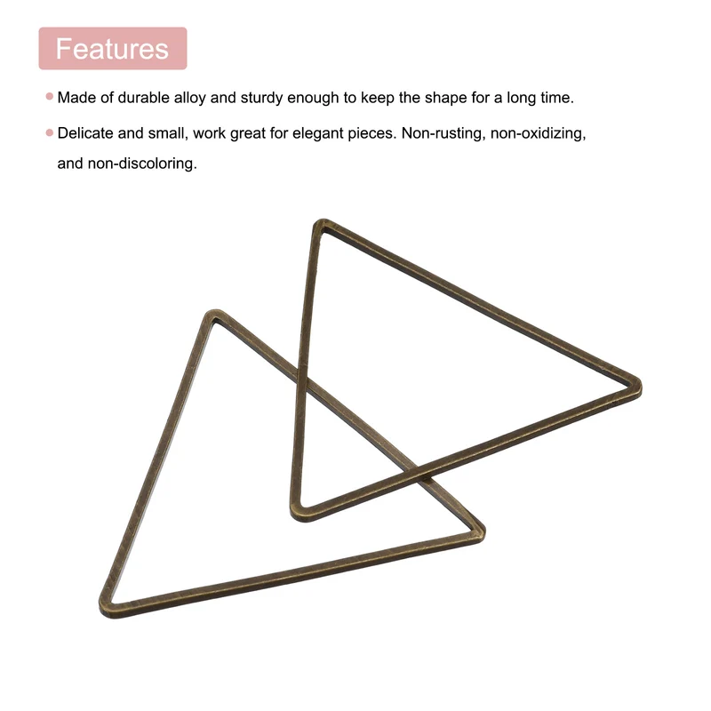 Triangle Earring Beading Hoop Hollow Frame Charm 29mm/ 1.1" Bronze, 20pcs