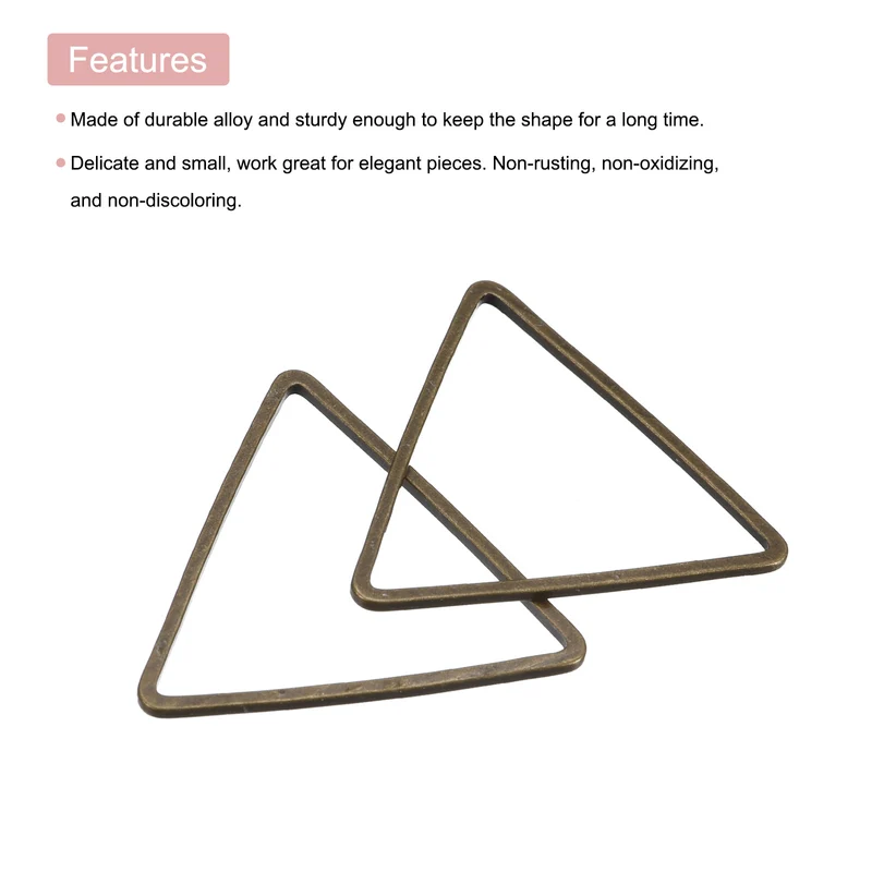 Triangle Earring Beading Hoop Hollow Frame Charm 24mm/ 0.94" Bronze, 20pcs