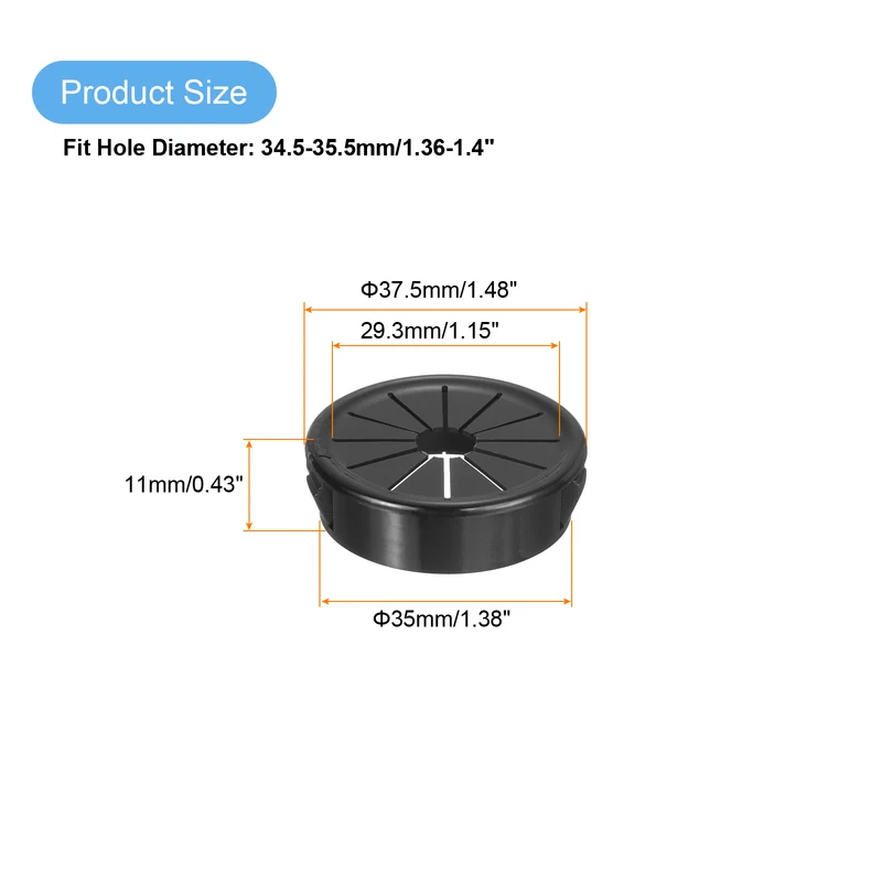 Snap Bushing Grommet, 1.38"(35mm) Mount Dia, 8Pcs Nylon Bushing Grommet, Black