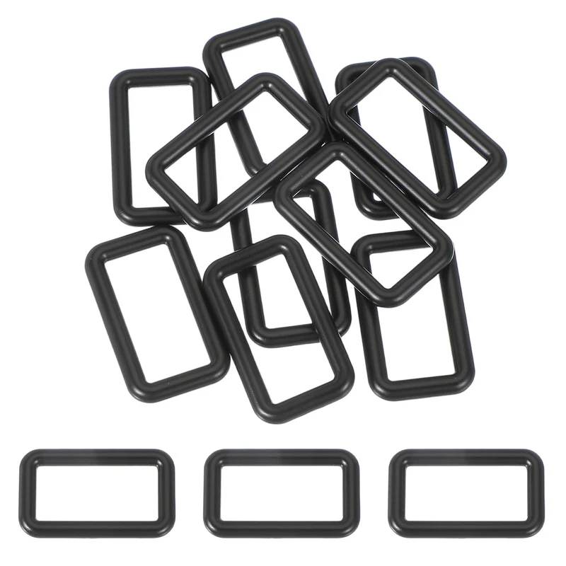 10 Pcs Metal Rectangle Rings Buckle, 32mm Slider Strap Fastener, Black