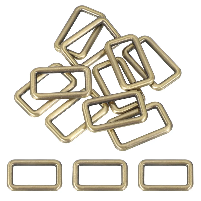 10 Pcs Metal Rectangle Rings Buckle, 32mm Slider Strap Fastener, Bronze