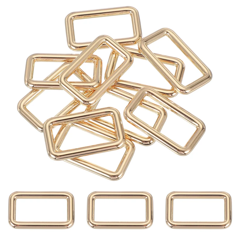 10 Pcs Metal Rectangle Rings Buckle, 32mm Slider Strap Fastener, Gold