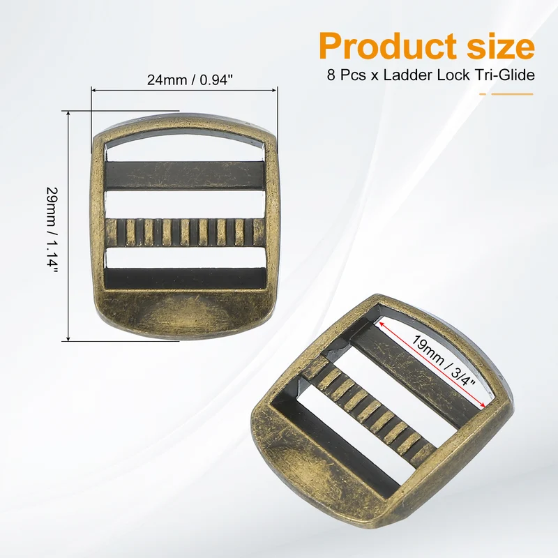 4pcs Ladder Lock Buckle Slider 1-1/2" Zinc Alloy Adjustable Buckle, Bronze 7
