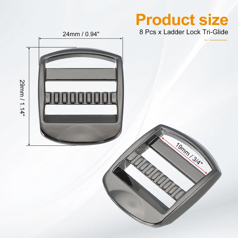 4pcs Ladder Lock Buckle Slider 1-1/2" Zinc Alloy Adjustable Buckle, Black 7