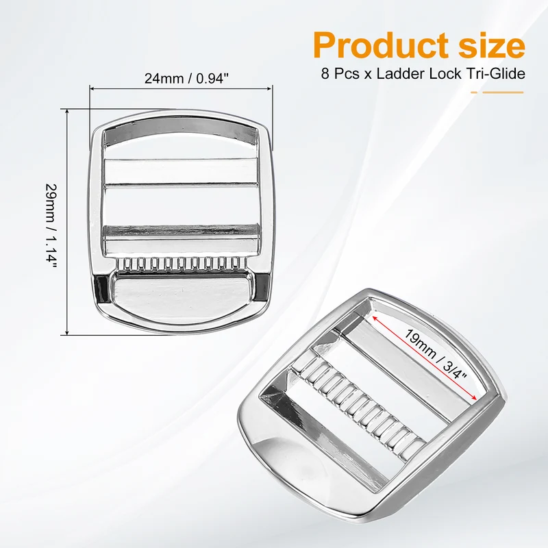 8pcs Ladder Lock Buckle Slider 3/4" Zinc Alloy Adjustable Buckle, Bronze 7