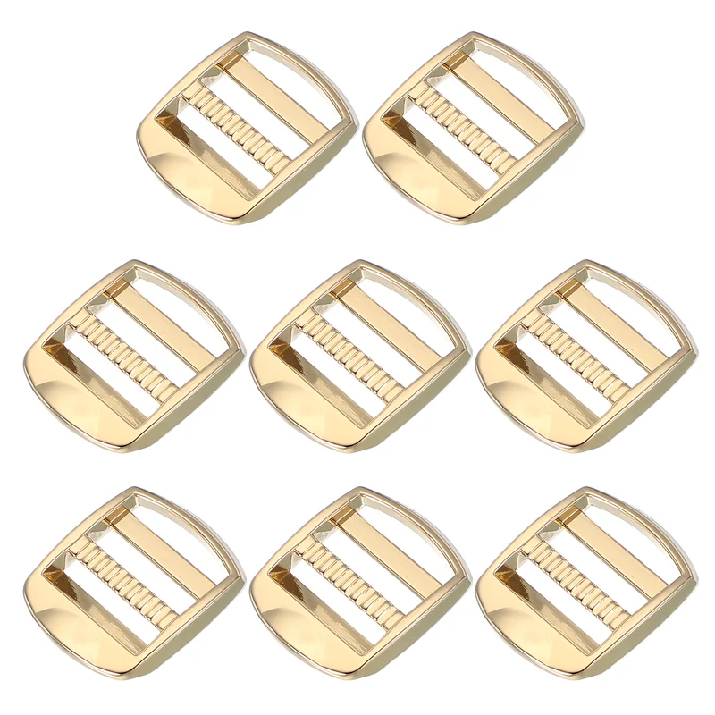 8pcs Ladder Lock Buckle Slider 3/4" Zinc Alloy Adjustable Buckle, Light Gold