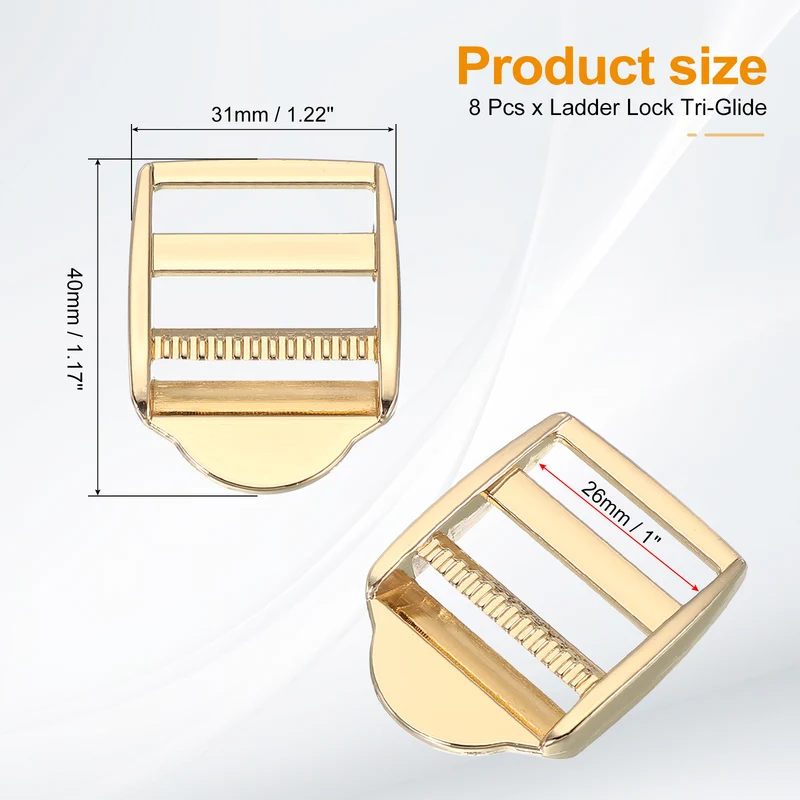 8pcs Ladder Lock Buckle Slider 1" Zinc Alloy Adjustable Buckle, Vintage Bronze 7