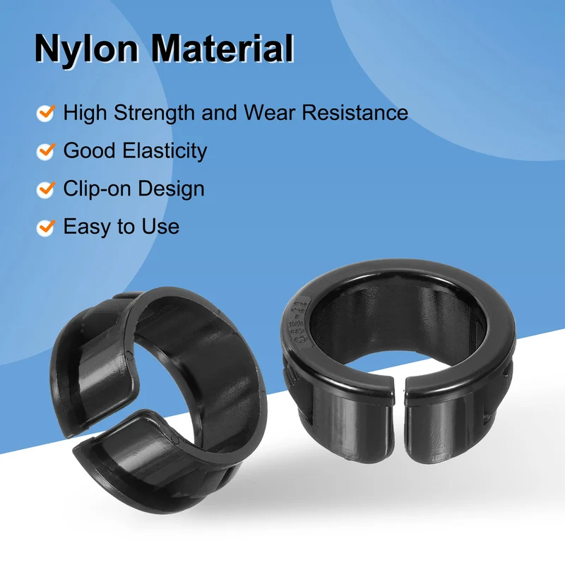 28Pcs 13/16" Mounting Dia Opened Snap Bushing - Black Round Nylon Snap in Cable