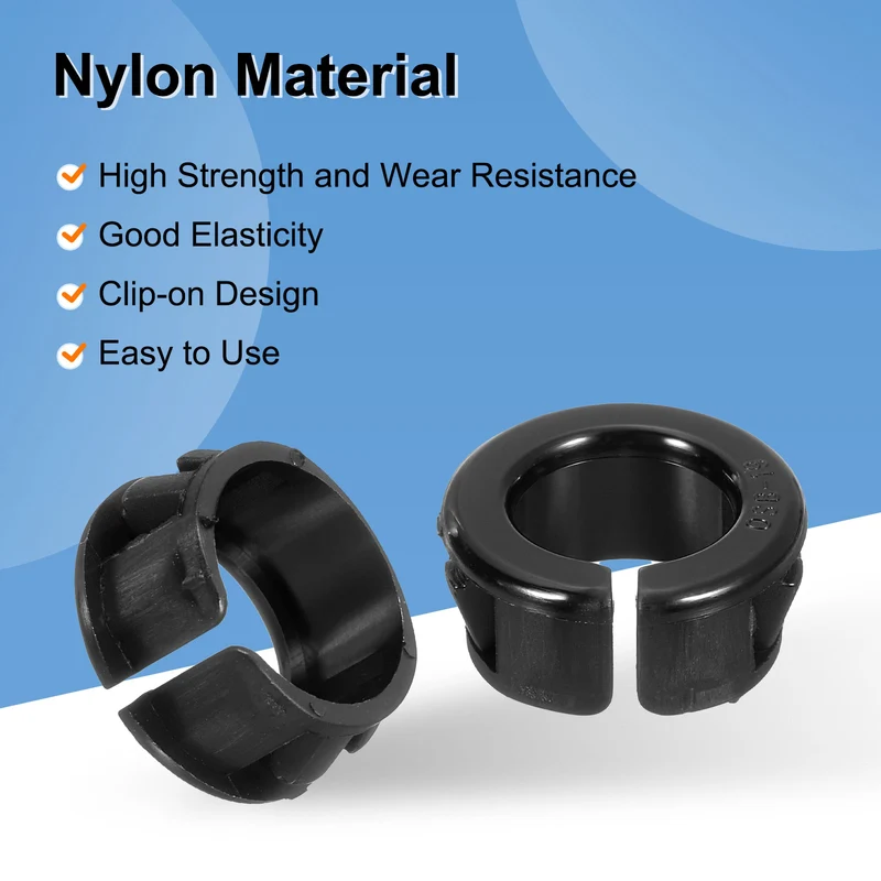 28Pcs 3/4" Mounting Dia Opened Snap Bushing Black Round Nylon Snap in Cable