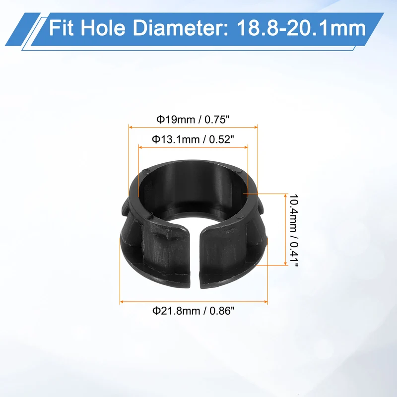 18 Pcs 3/4" Mounting Dia Opened Snap Bushing - Black Round Nylon Snap in Cable