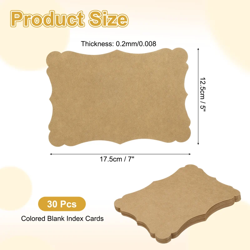 30Pcs Blank Kraft Cards Cardstock, 5x7 Inch Thick Cardstock Paper Brown