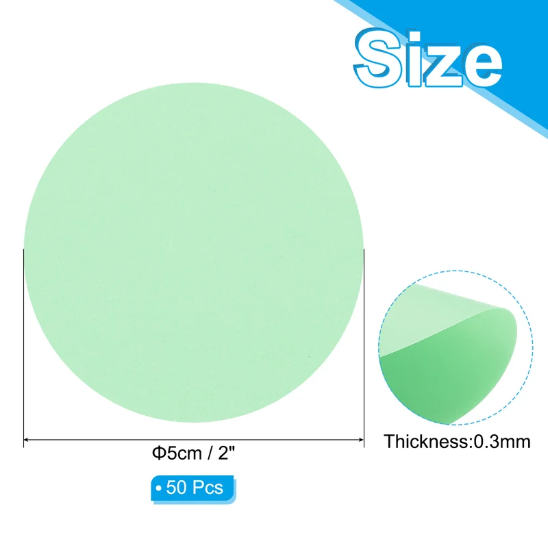 2inch Circle Card Stock, 50Pcs Cutouts Paper Thick Cardstock Coaster Light Green