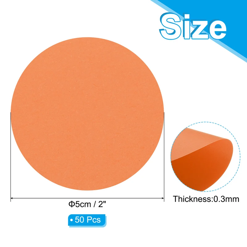 2inch Circle Card Stock, 50Pcs Cutouts Paper Thick Cardstock Coaster Orange