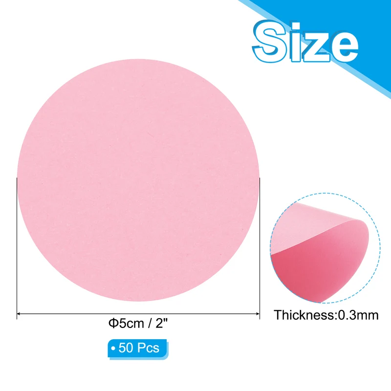 2inch Circle Card Stock, 50Pcs Cutouts Paper Thick Cardstock Coaster Pink