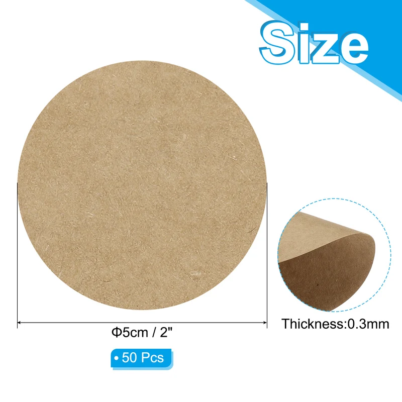 50Pcs 2" Circle Card Stock Cutouts Paper Thick Cardstock Coaster Kraft Color