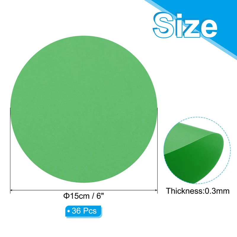 6inch Circle Card Stock, 36Pcs Cutouts Paper Thick Cardstock Coaster Green