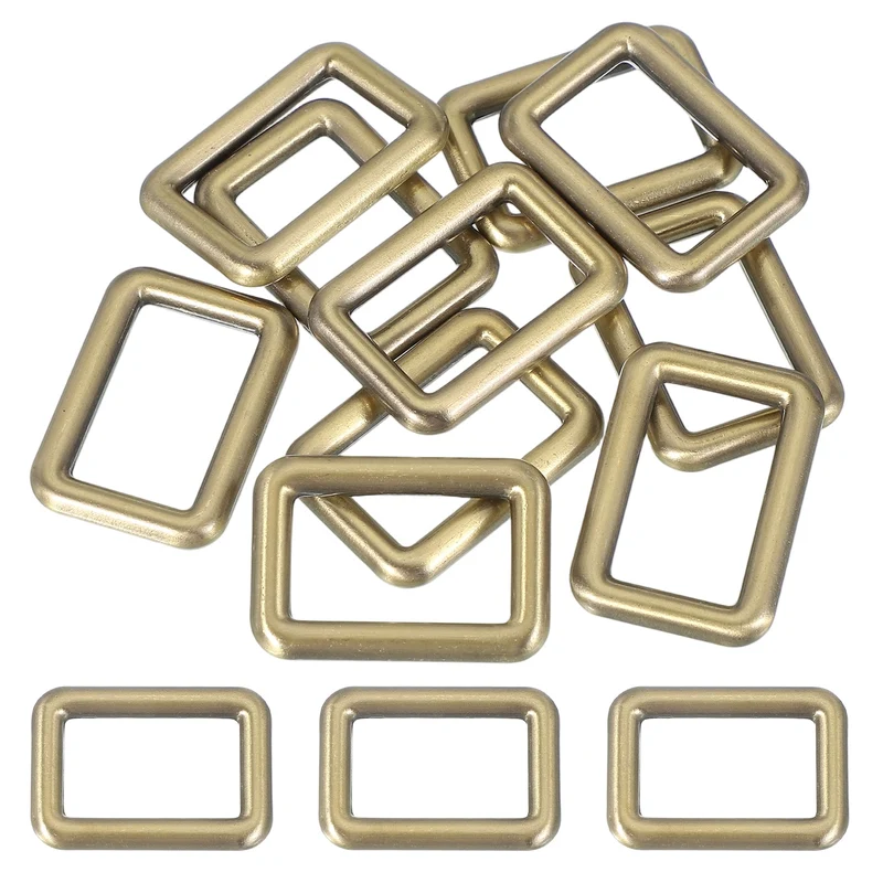 10 Pcs Metal Rectangle Rings Buckle, 25mm Slider Strap Fastener, Bronze