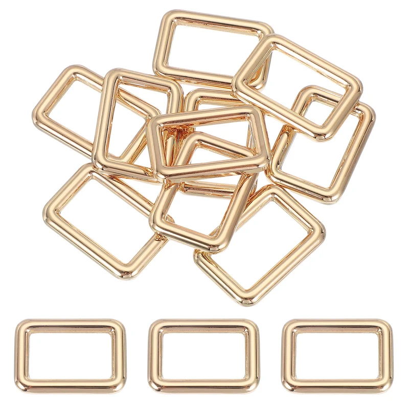 10 Pcs Metal Rectangle Rings Buckle, 25mm Slider Strap Fastener, Gold