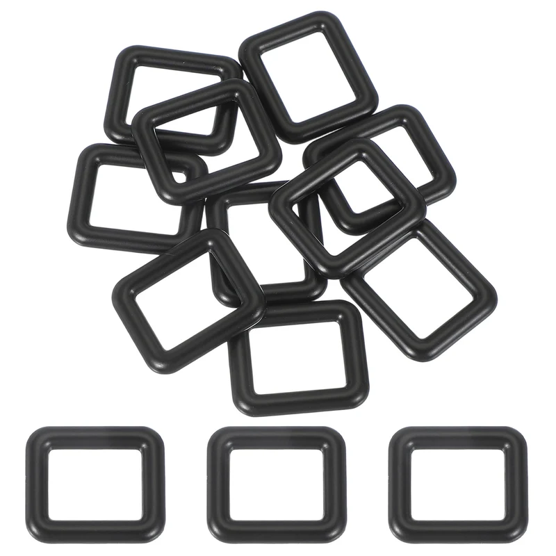 10 Pcs Metal Rectangle Rings Buckle, 19mm Slider Strap Fastener, Black
