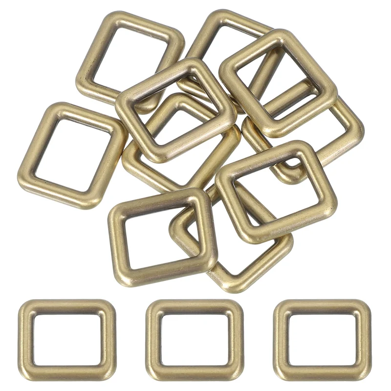 10 Pcs Metal Rectangle Rings Buckle, 19mm Slider Strap Fastener, Bronze