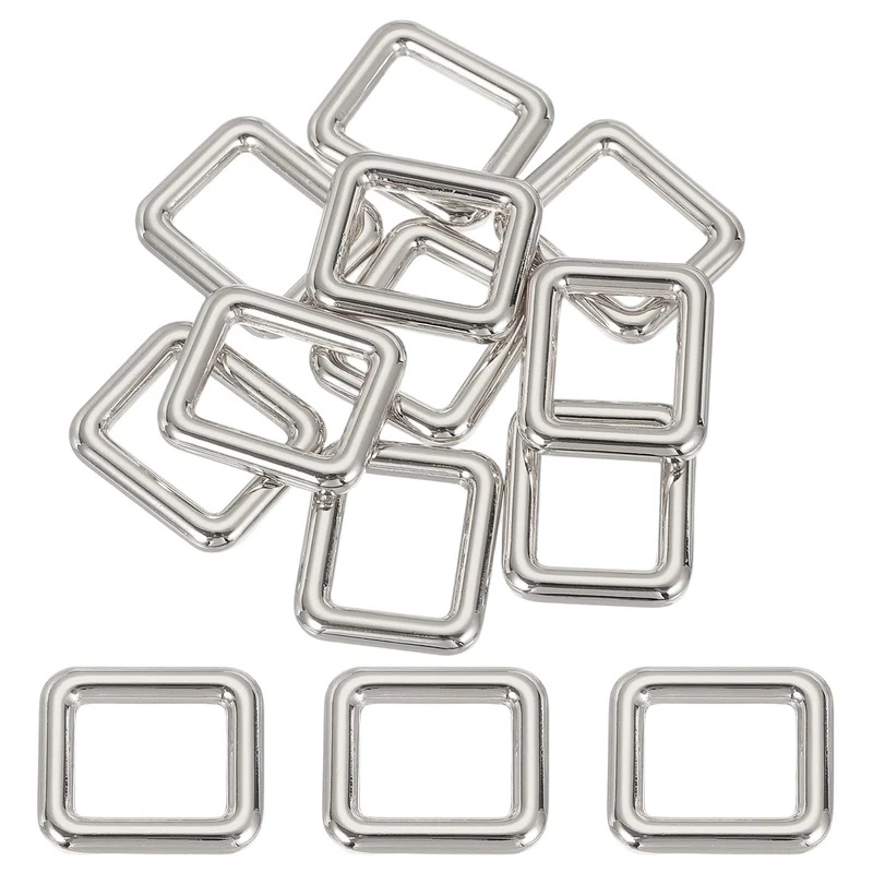 10 Pcs Metal Rectangle Rings Buckle, 19mm Slider Strap Fastener, Silver