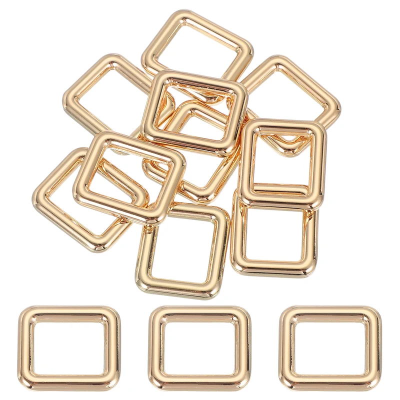 10 Pcs Metal Rectangle Rings Buckle, 19mm Slider Strap Fastener, Gold
