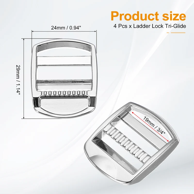 4pcs Ladder Lock Buckle Slider 3/4" Zinc Alloy Adjustable Buckle, Bronze 7