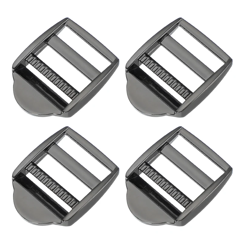 4pcs Ladder Lock Buckle Slider 1" Zinc Alloy Adjustable Buckle, Black-Gray