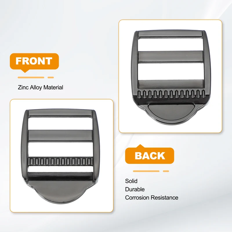 4pcs Ladder Lock Buckle Slider 1" Zinc Alloy Adjustable Buckle, Black-Gray