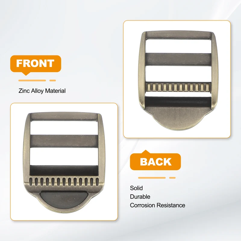 4pcs Ladder Lock Buckle Slider 3/4" Zinc Alloy Adjustable Buckle, Light Gold 7