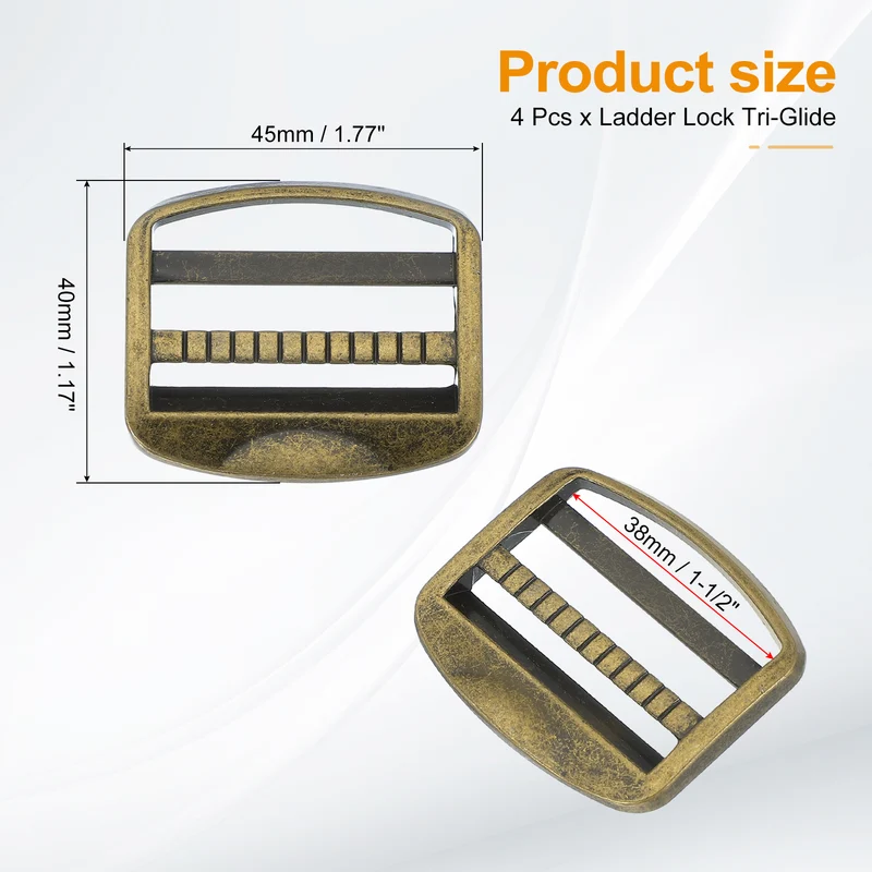 4pcs Ladder Lock Buckle Slider 1" Zinc Alloy Adjustable Buckle Silver 7