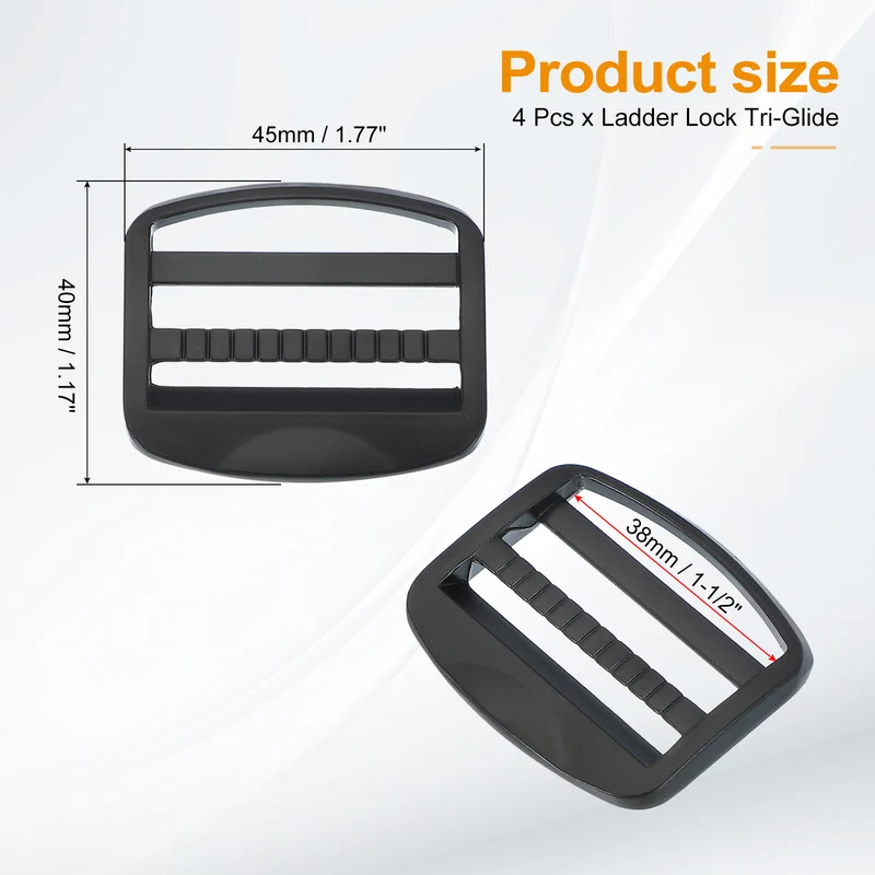 4pcs Ladder Lock Buckle Slider 1" Zinc Alloy Adjustable Buckle, Light Gold 7