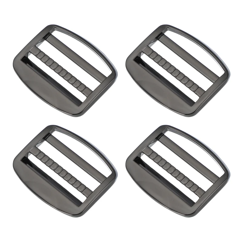 4pcs Ladder Lock Buckle Slider 1-1/2" Zinc Alloy Adjustable Buckle, Black-Gray 7