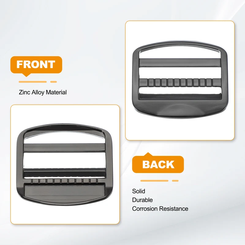 4pcs Ladder Lock Buckle Slider 1-1/2" Zinc Alloy Adjustable Buckle, Black-Gray 7