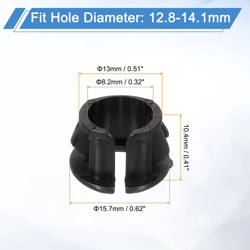 28Pcs 1/2" Mounting Dia Opened Snap Bushing Black Round Nylon Snap in Cable