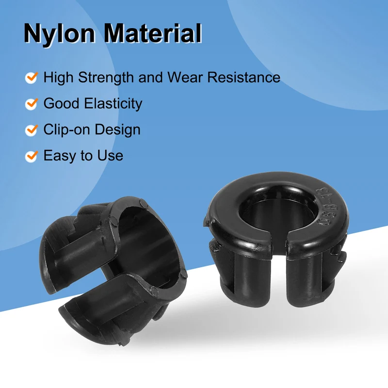 28Pcs 1/2" Mounting Dia Opened Snap Bushing Black Round Nylon Snap in Cable
